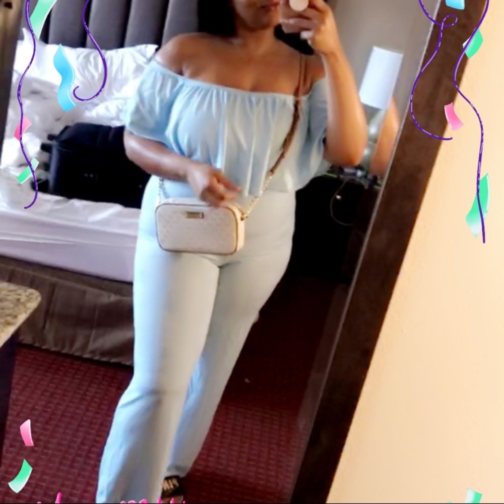 Prettylittlething off shoulder pant jumpsuit 12